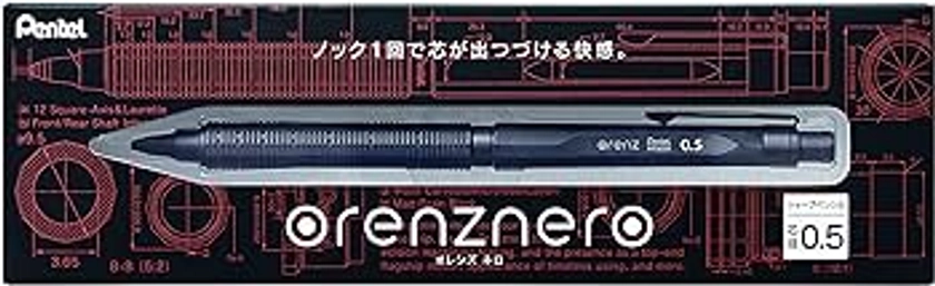 Pentel Orenz Nero - Lápiz mecánico automático de reenvío de plomo, 0,5 mm, barril de metal negro, 1 unidad
