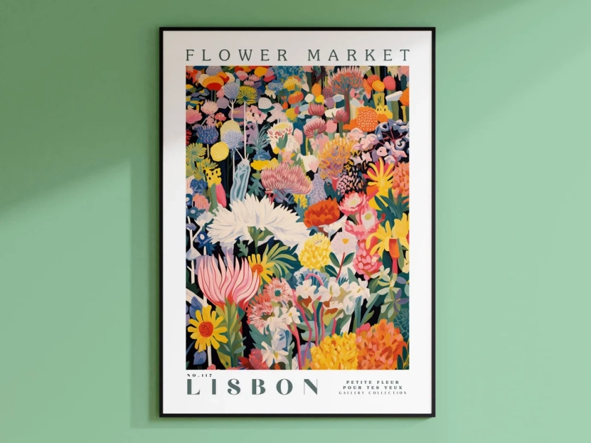 Flower Market Lisbon Print, Lisbon Travel Art, Large Modern Poster, Botanical Wall Art, Green Wall Art, Trendy Wall Art, Floral Illustration - Etsy Canada