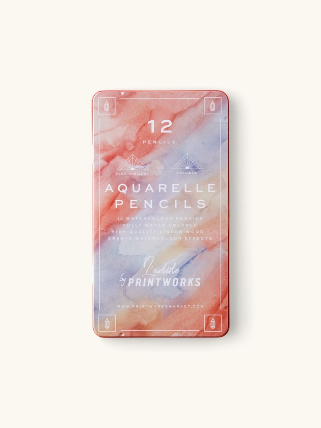 Crayons de couleur aquarelle | Bois de tilleul. Paquet de 12 | Printworks