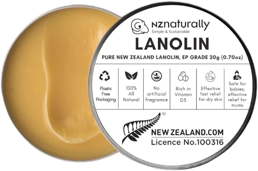 Pure New Zealand Lanolin EP Grade 20g-Effective nipple cream rich in vitamin D3