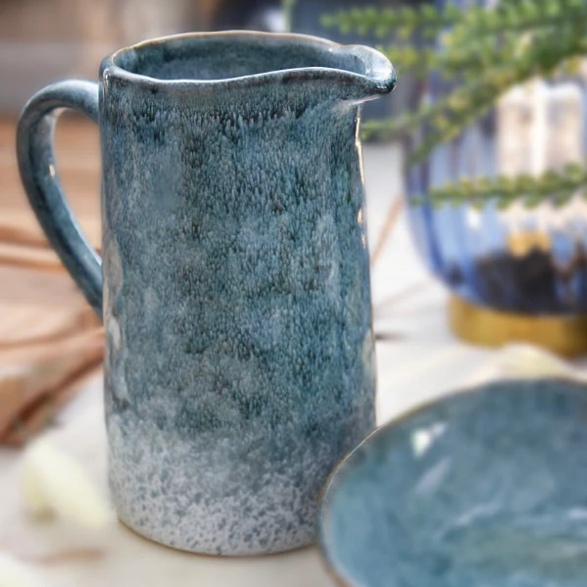 Elegant Blue Reactive Glaze Jug