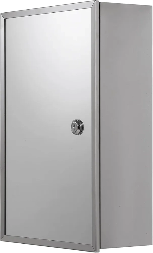 Croydex Trent Lockable Medicine Cabinet - Mirrored Door Medication Cabinet, Fixed Internal Shelf, Polished Stainless Steel, Easy Installation with Included Fixings and Keys, Pre-assembled, 13x25x40cm : Amazon.co.uk: Home & Kitchen