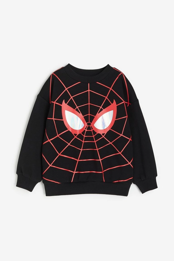 Oversized printed sweatshirt - Black/Spider-Man - Kids | H&M GB