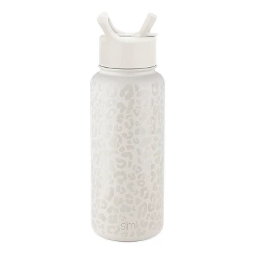 Simple Modern Summit 32oz Stainless Steel Water Bottle with Straw Lid Cream Leopard