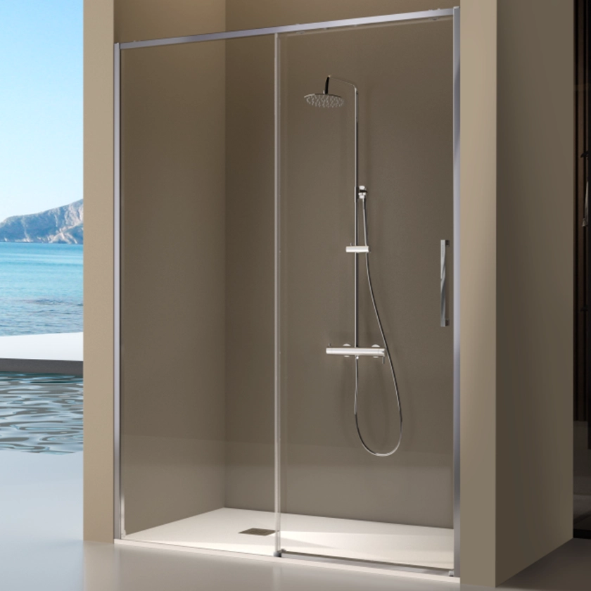 Paroi de douche fixe + porte coulissante DELTA 142-144.6 cm | Leroy Merlin