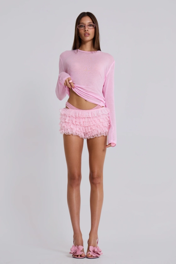 Pink Rhea Lace Bloomer Shorts