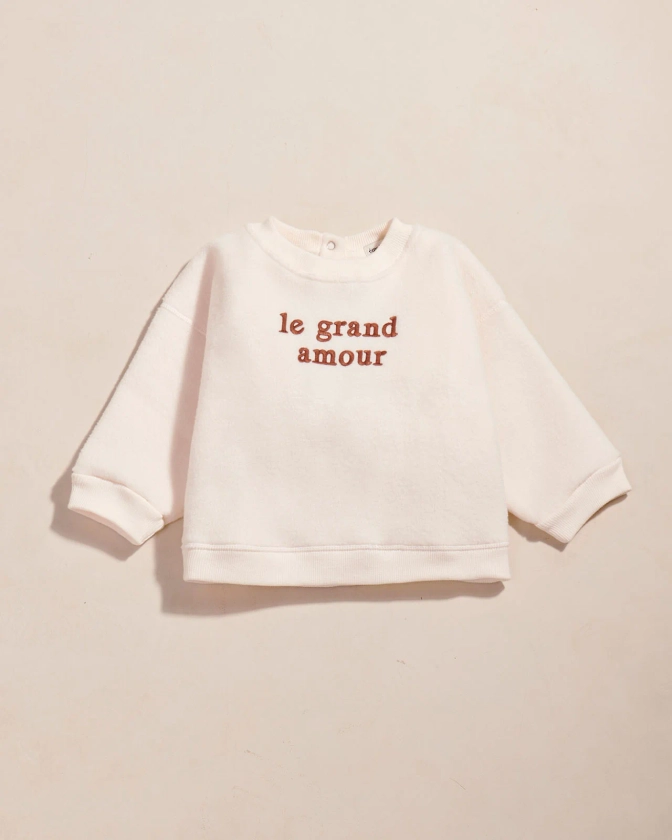 Le sweat Le grand amour enfant en polaire recyclée - crème