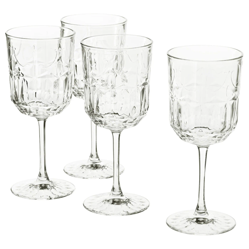 SÄLLSKAPLIG wine glass, clear glass/patterned, 27 cl - IKEA