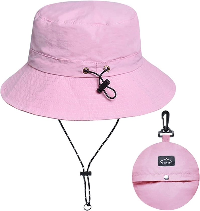 Pink Waterproof Bucket Hat for Women and Men - UV Protection Beach Sun Hat Fishing Safari Boonie Hat Rain Hat Adjustable Packable : Amazon.co.uk: Fashion