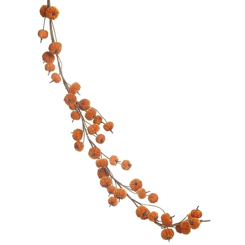 Heaven Sends Velvet Orange Pumpkin Garland Halloween Decoration