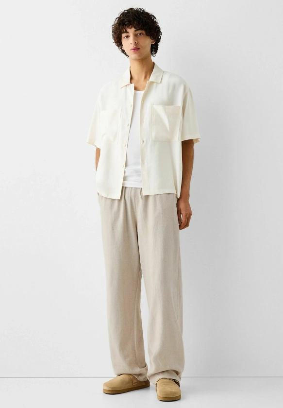 Bershka WIDE - JOGGERS - Pantalon classique - sand/beige - ZALANDO.FR