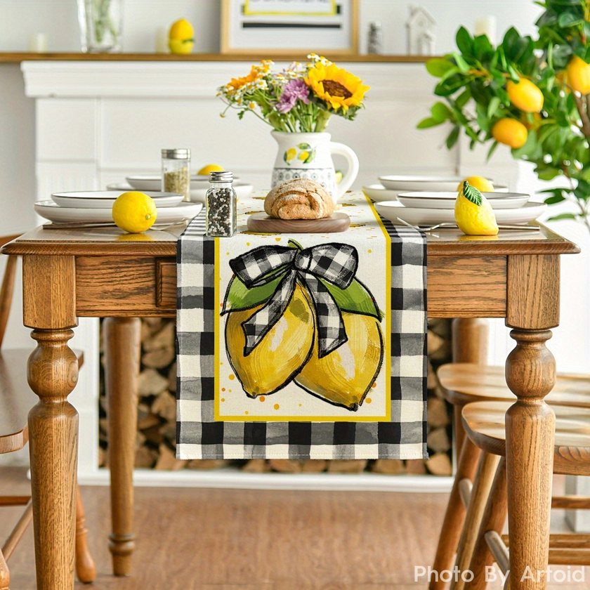 *:)e 1pc Buffalo Plaid * Table Runner, Seasonal Spring Kitchen Dining Table Decoration for Home Party Decor 13x72 Inch
