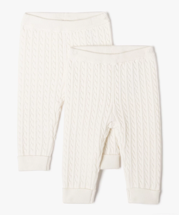 Pantalon en maille torsadée unie bébé (lot de 2) ecru | GEMO