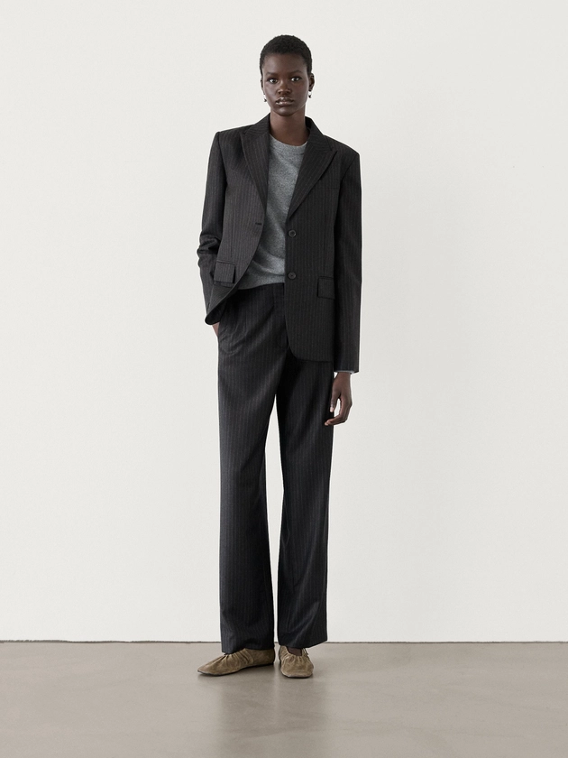 100% wool pinstripe co-ord blazer · Dark Grey · Dressy | Massimo Dutti