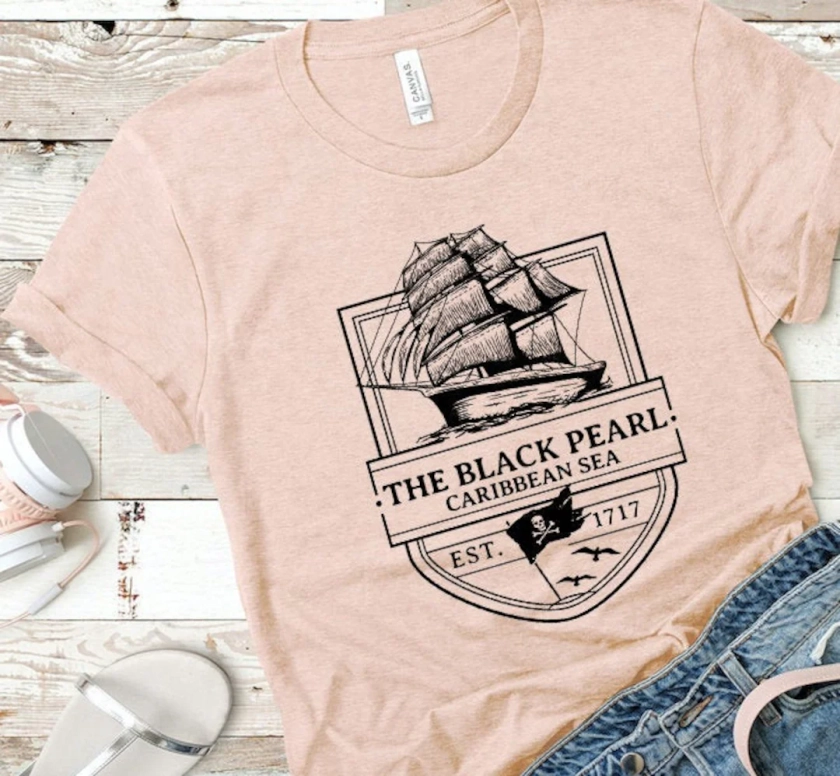 The Black Pearl Caribbean Sea Pirate Ship Graphic T-Shirt