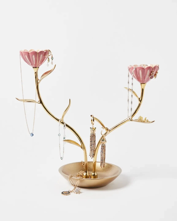 Oliver Bonas Flower Gold Metal Jewellery Stand