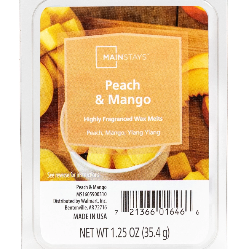 Mainstays 6 Cube Wax Melts, Peach Mango, 1.25 oz
