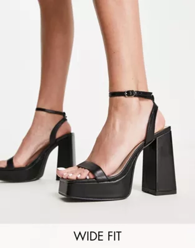 Glamorous Wide Fit - Sandales à talon et semelle plateforme - Noir | ASOS