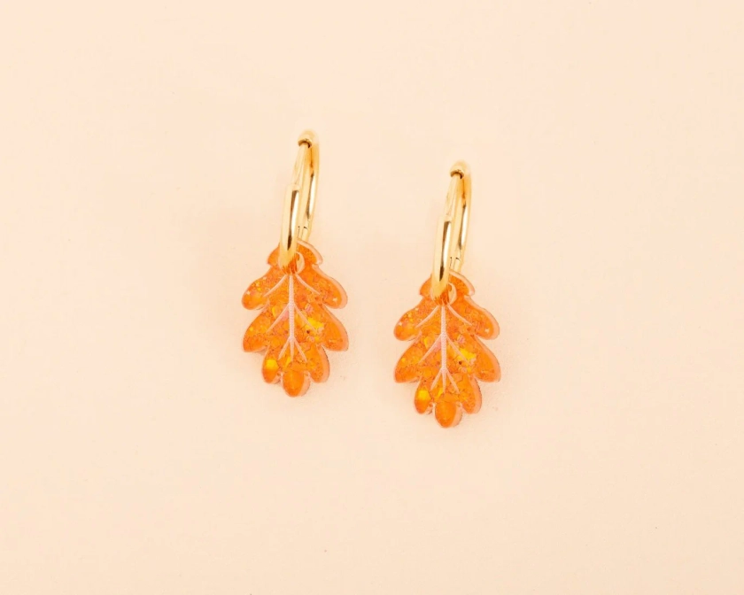 Leaves Earring Set in Orange Confetti