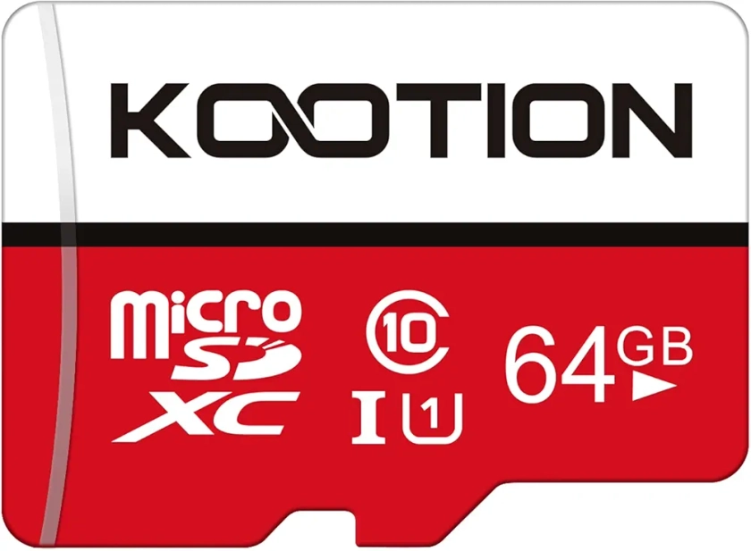 KOOTION Carte SD 64 Go Micro SD Carte Mémoire UHS-I Vitesse jusqu'à 80 m/s,TF Micro SDXC, T-Flash Classe 10, U1 pour Drone/Dash Cam/Camera/Phone/Nintendo-Switch/PC/Tablet(64 Go, U1)