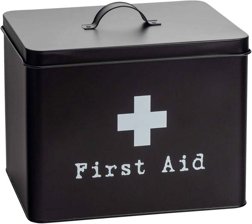 Harbour Housewares Industrial First Aid Box - Vintage Style 2-Tier Steel Medicine Storage Organiser - Black : Amazon.co.uk: Home & Kitchen