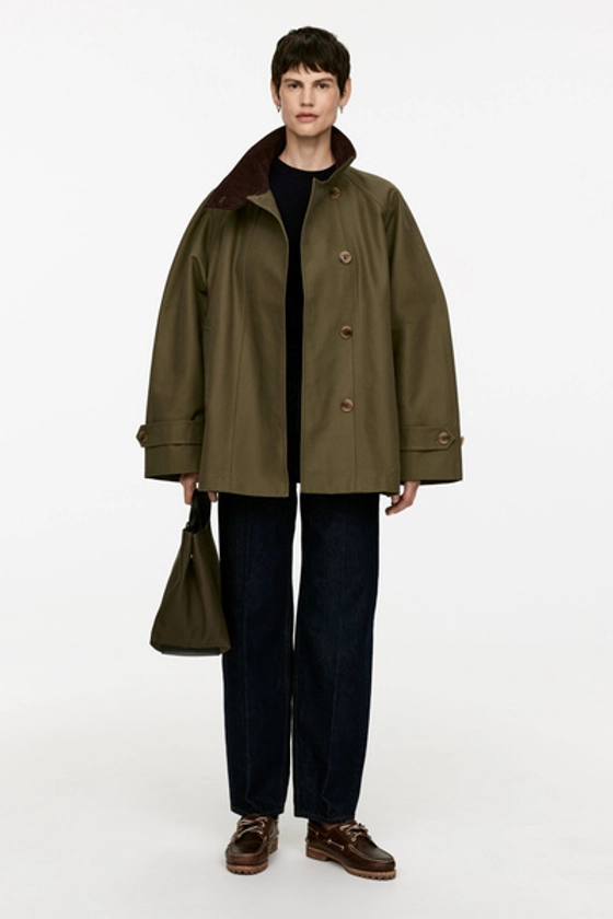 Short Trench Coat – Khaki Green – Women – ARKET NL