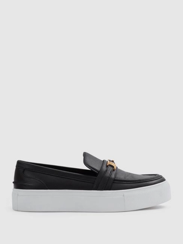 Leather Loafer Trainers in Black