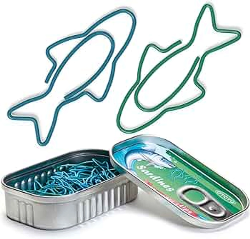 NEW!! 30 Pcs Sardine Fun Paper Clips by OTOTO - Small Gifts for Coworkers, Cute School Supplies, Cute Paper Clips, Unique Office Supplies Paper Clips Cute Office Supplies Funny Gifts Paper Clip Holder