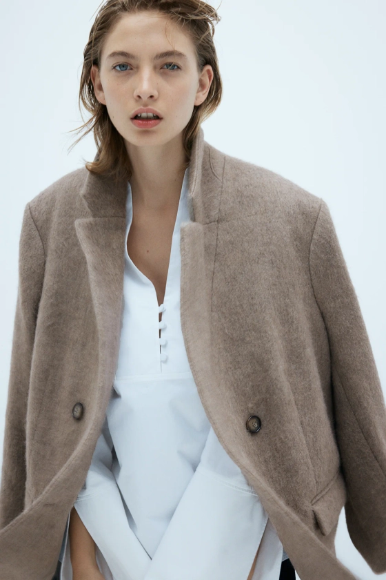 Wool-blend blazer - Beige - Ladies | H&M GB