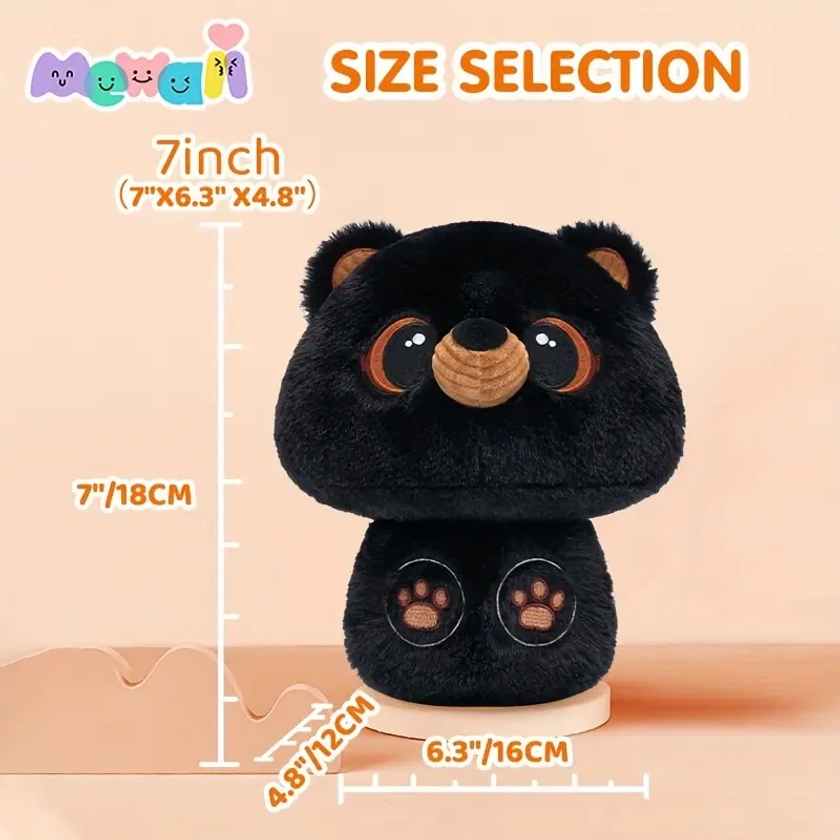 Mushroom Black Bear Plush Body Pillow Cute Soft - Temu