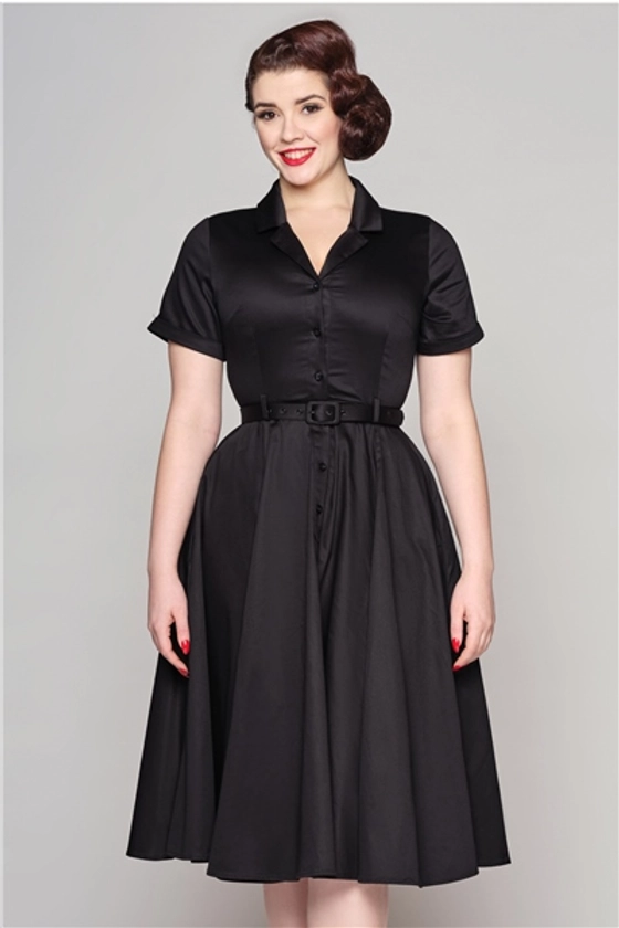 Caterina Plain Swing Dress - UK 6; Black