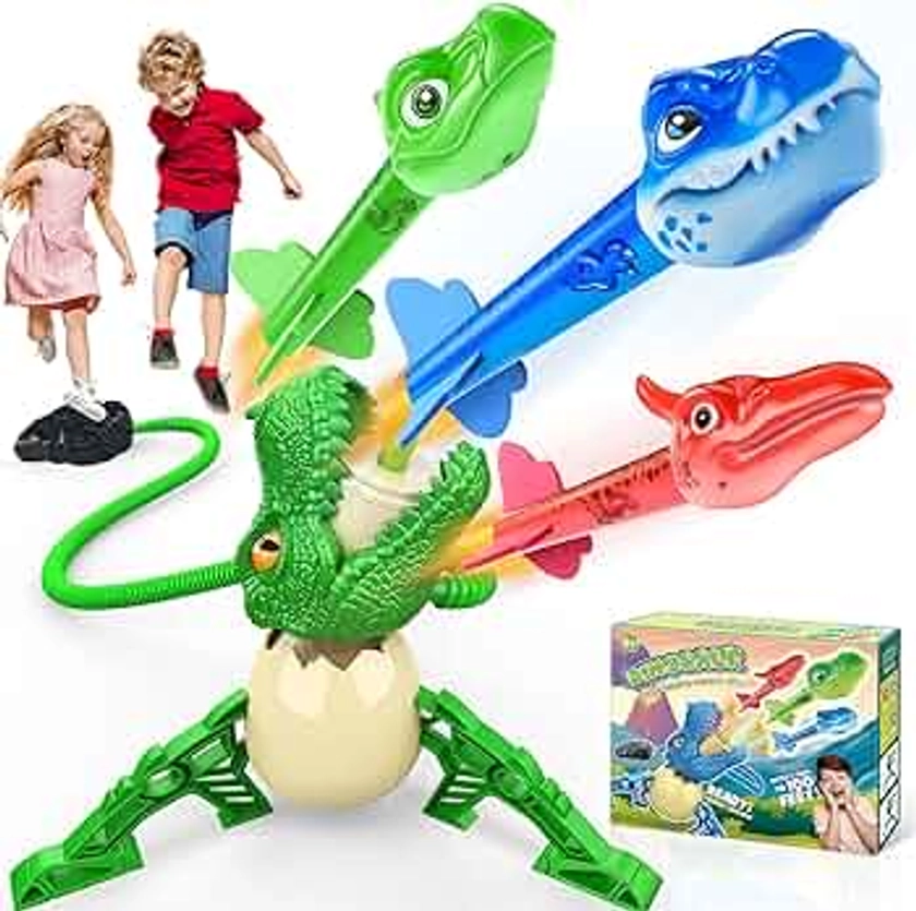 Dislocati Dinosaur Toys for Boys, Garden Games Stomp Toy Rockets Toys for 3-11 Year Old Boys Toys Age 3-9 Rocket Toy Launcher for Kids Toys Age 3-9 Gifts for 3-9 Year Old Boys Girls Gifts Outdoor Toys