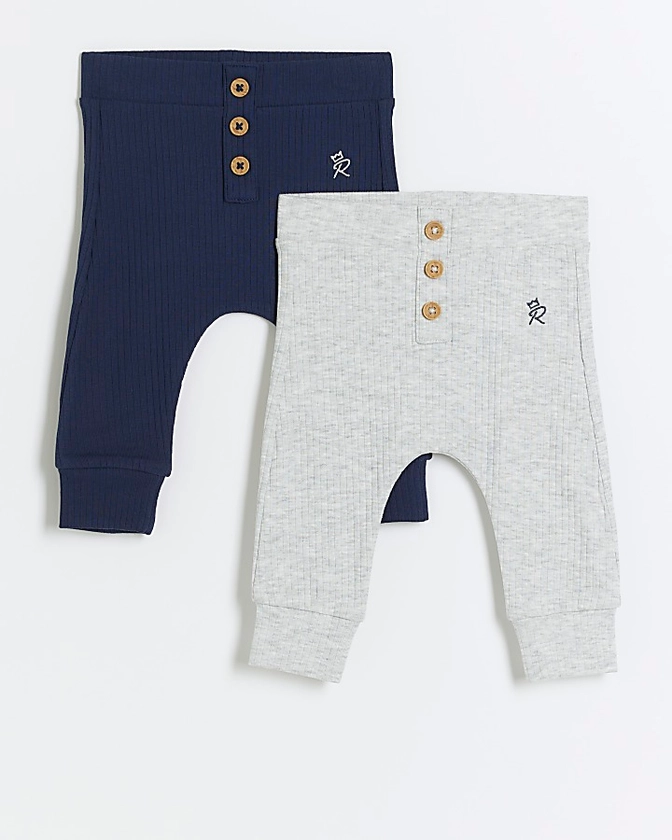 Baby boys navy button leggings 2 pack | River Island