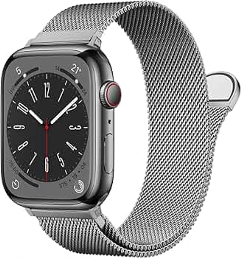 Original Stainless Steel Milanese Loop Compatible with Apple Watch Band 38mm 40mm 41mm 42mm 44mm 45mm 49mm, Magnetic Clasp Replacement Band for iwatch Series 9, Ultra 2, SE, Ultra, 8 7 6 5 4 3 2 1,