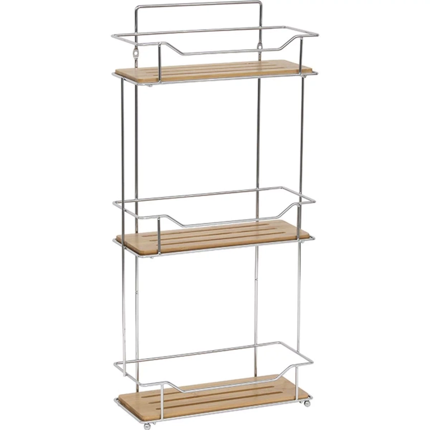 ETAGERE RECTANGULAIRE A POSER 3 NIVEAUX BAMBOU CHROME BAMBOU