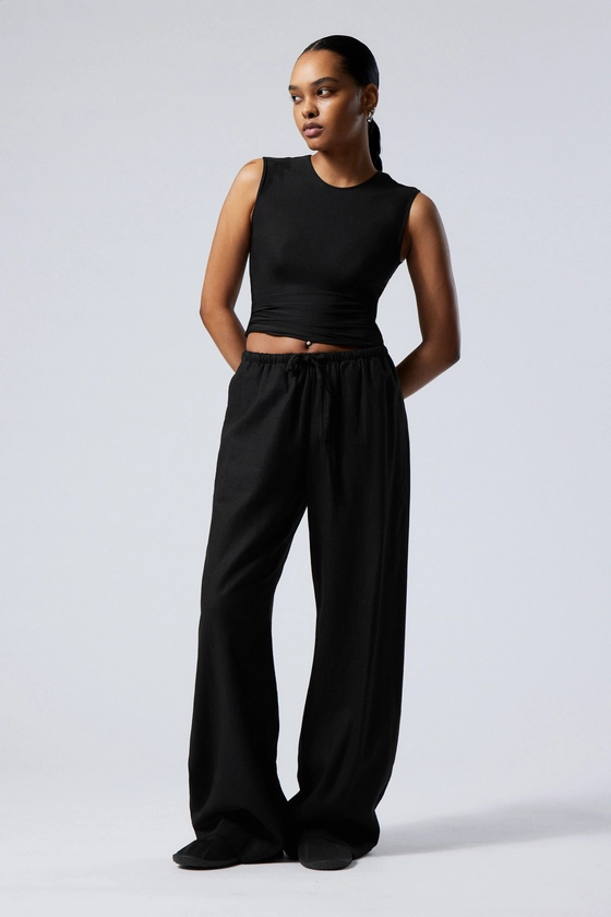 mia linen mix trousers - Black | Weekday EU