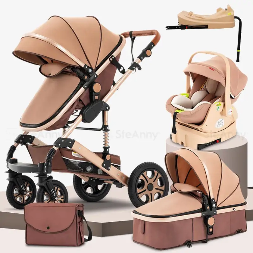 Baby Stroller Travel System Combo Car Seat Fast and Free Shipping Stroller 5-IN-1 Portable Pram (With ISOFIX connector base)