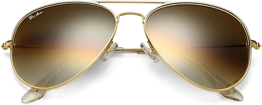 Amazon.com: Pro Acme Classic Aviator Sunglasses for Men Women 100% Real Glass Lens (Gold/Brown Gradient) : Clothing, Shoes & Jewelry