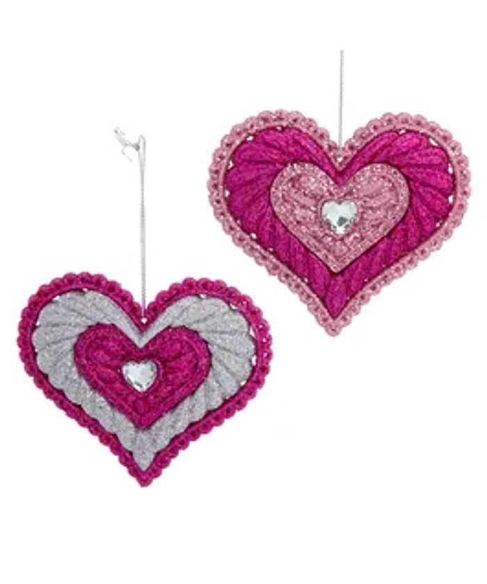 Heart With Jewel Ornaments, 2 Assorted