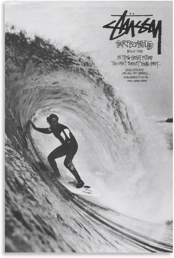 Stussy Surf Retro Posters Room Aesthetic Poster Wall Art Canvas Painting Wall Art Poster for Bedroom Living Room Decor 16x24inch(40x60cm) Unframe-style