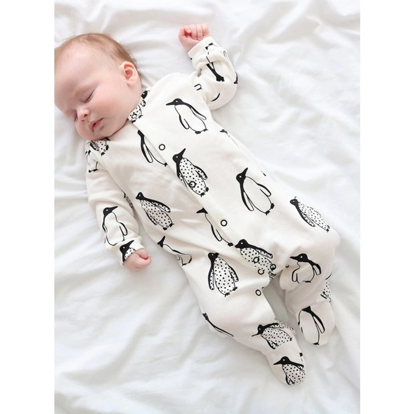 Buy FRED & NOAH Milk Penguin Sleepsuit 6-12 Month | Sleepsuits and pyjamas | Tu