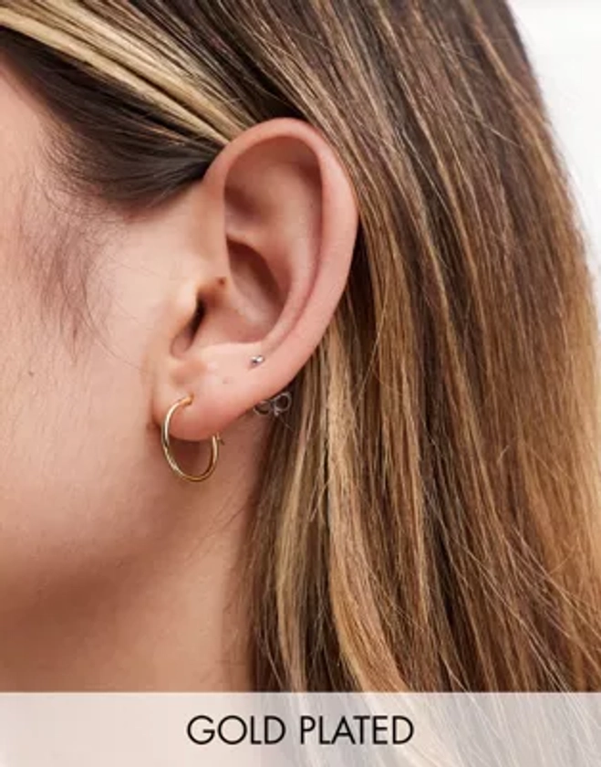 Kingsley Ryan gold plated 16mm hoop earrings in gold | ASOS