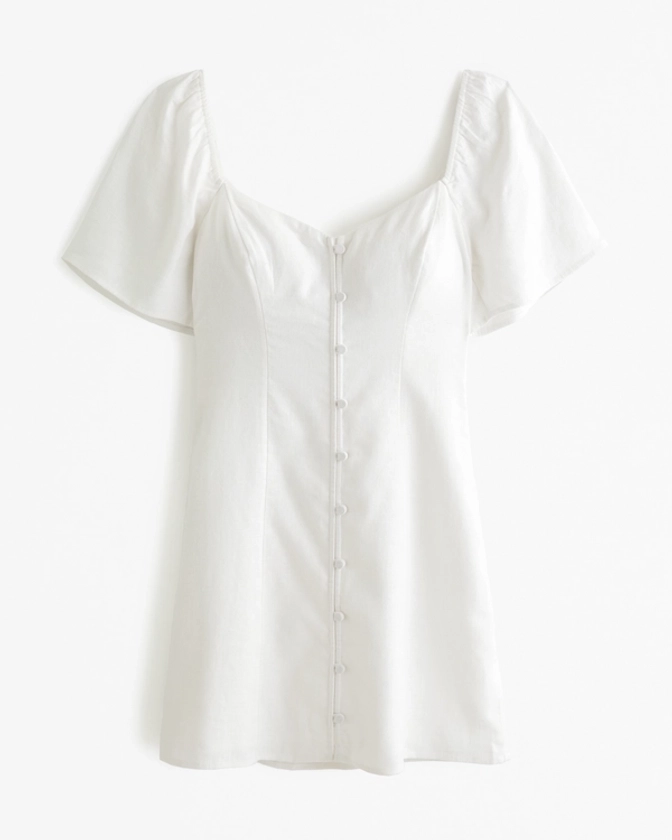 Women's Linen-Blend Button-Through Mini Dress | Women's Dresses & Jumpsuits | Abercrombie.com