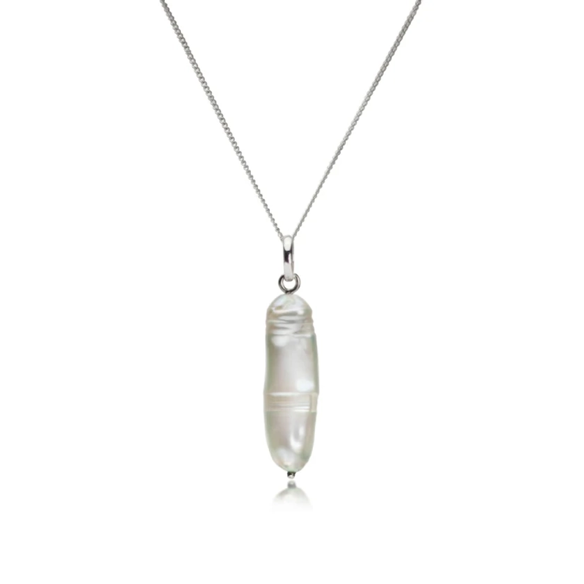 Thick Biwa Pearl Necklace In Sterling Silver
