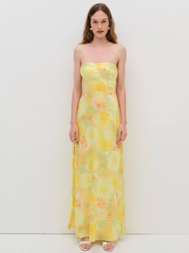 Carla Strapless Maxi Dress — Yellow