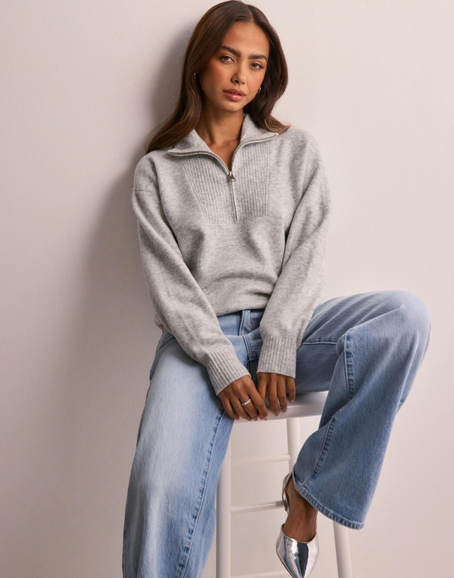 Buy Nelly Zip Knit Sweater - Light Grey | Nelly.com