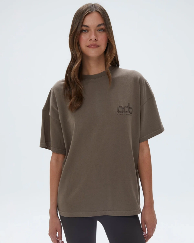 Performance Washed Short Sleeve Drop Shoulder T-shirt - Cocoa Brown