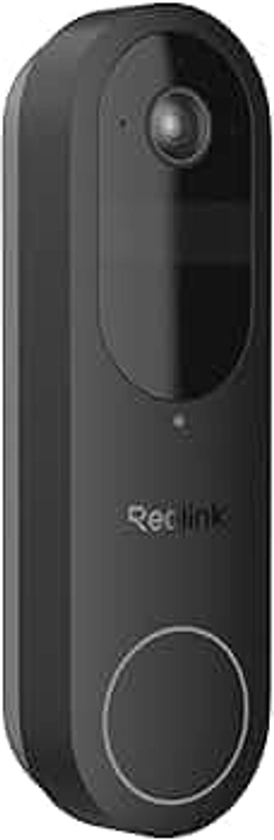 Reolink Caméra Sonnette 2K sans Fil avec Batterie, Wi-FI 2.4/5GHz, Vue tête-Pieds 1:1, détection des Personnes/véhicules/Colis, Pas de Frais mensuels, Audio bidirectionnel, Video Doorbell (Batterie)