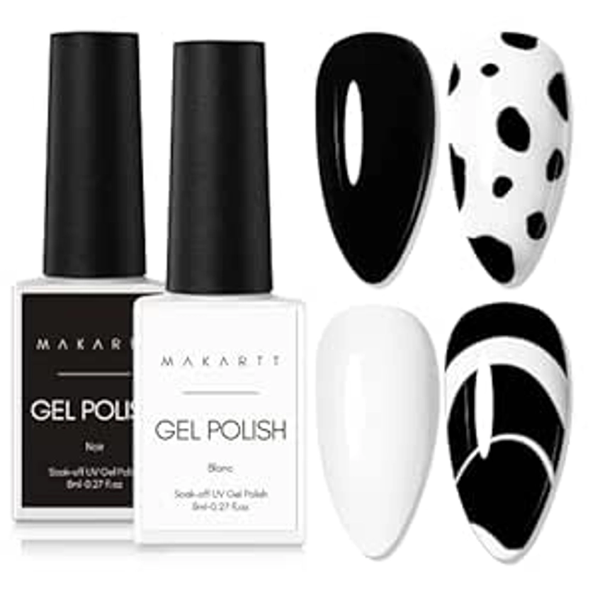 Amazon.com : Makartt Gel Nail Polish Kit, Black White Nail Polish Gel Set Noir & Blanc Winter Soak Off Nail Gel Polish LED Required UV Gel Polish Kit Black Nails White Gel Paint for Nail Art Salon DIY 2Pcs : Beauty & Personal Care