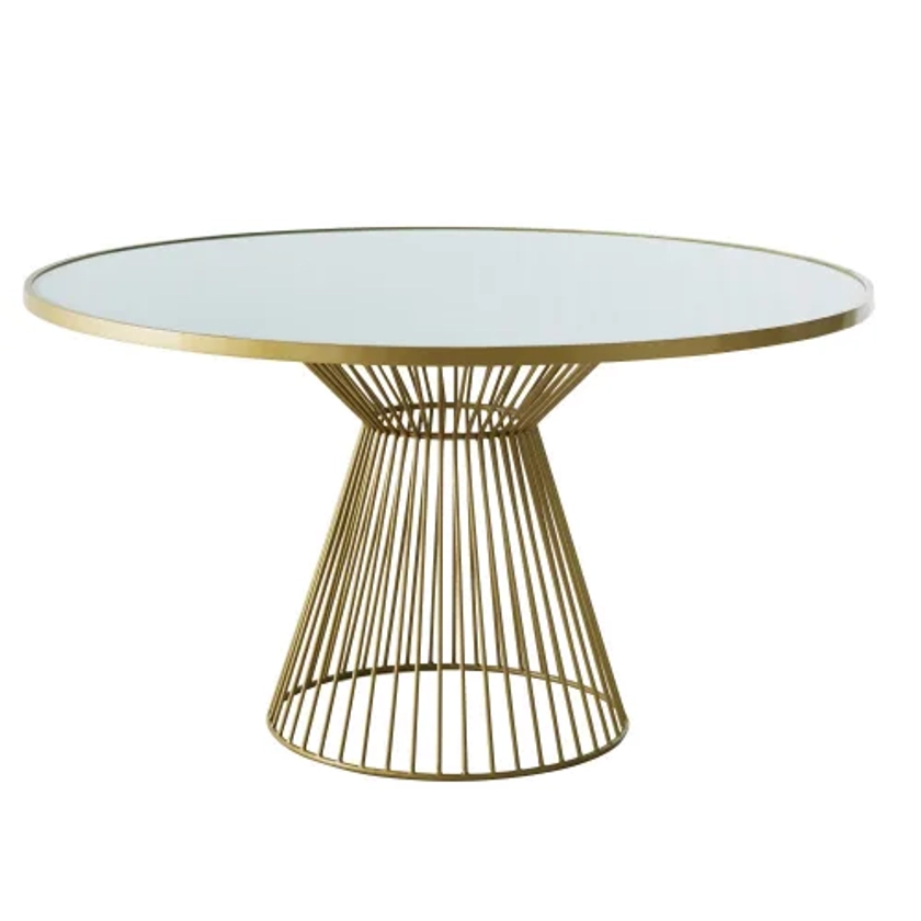 Table à manger ronde 6 personnes en verre blanchi D140 | Maisons du Monde